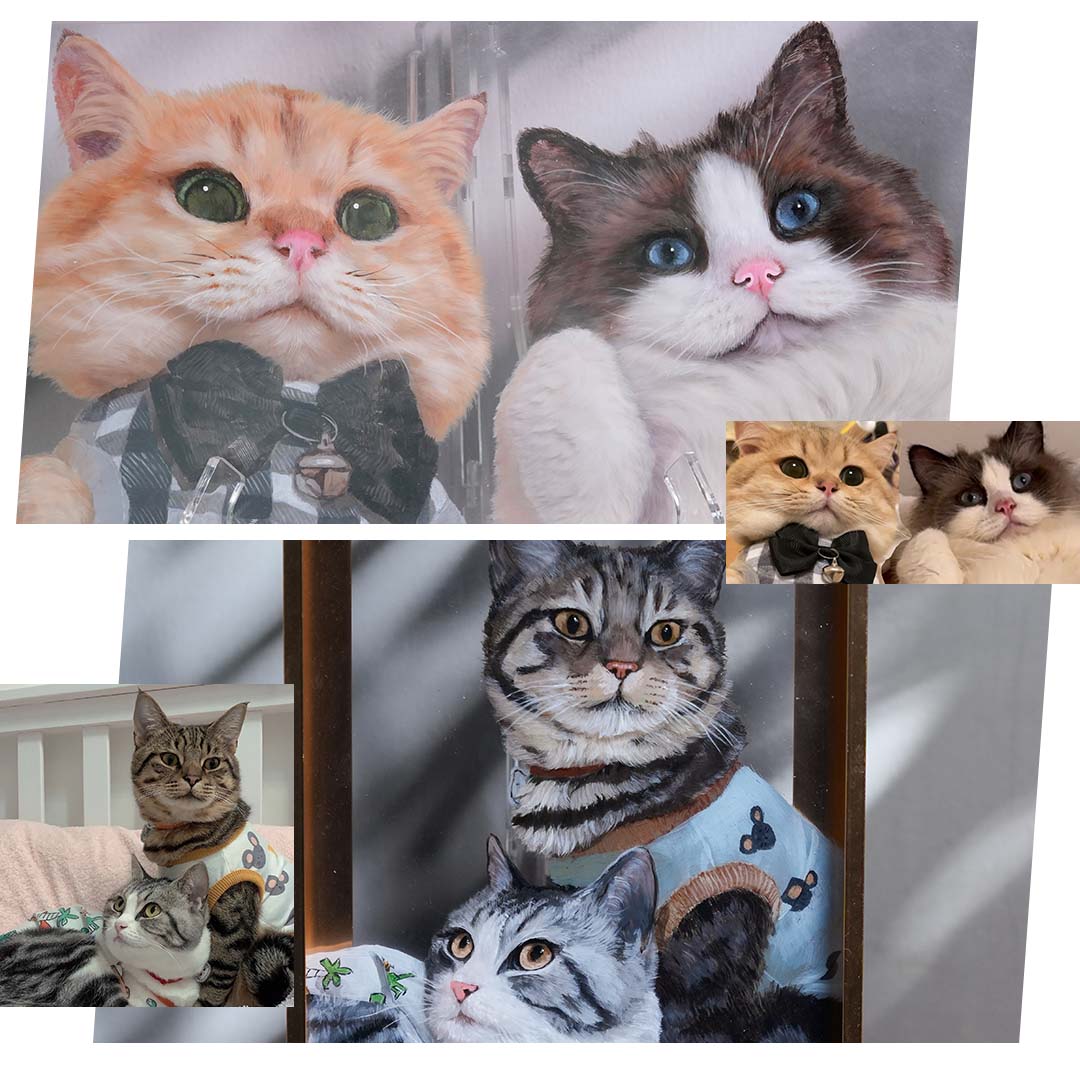 Pet 3d Stereoscopic Portraits Pet Memorial Portraits Hand Painted Suitable For Multiple Pets Suitable for all animals/pets - Memorable Pets -  - 
